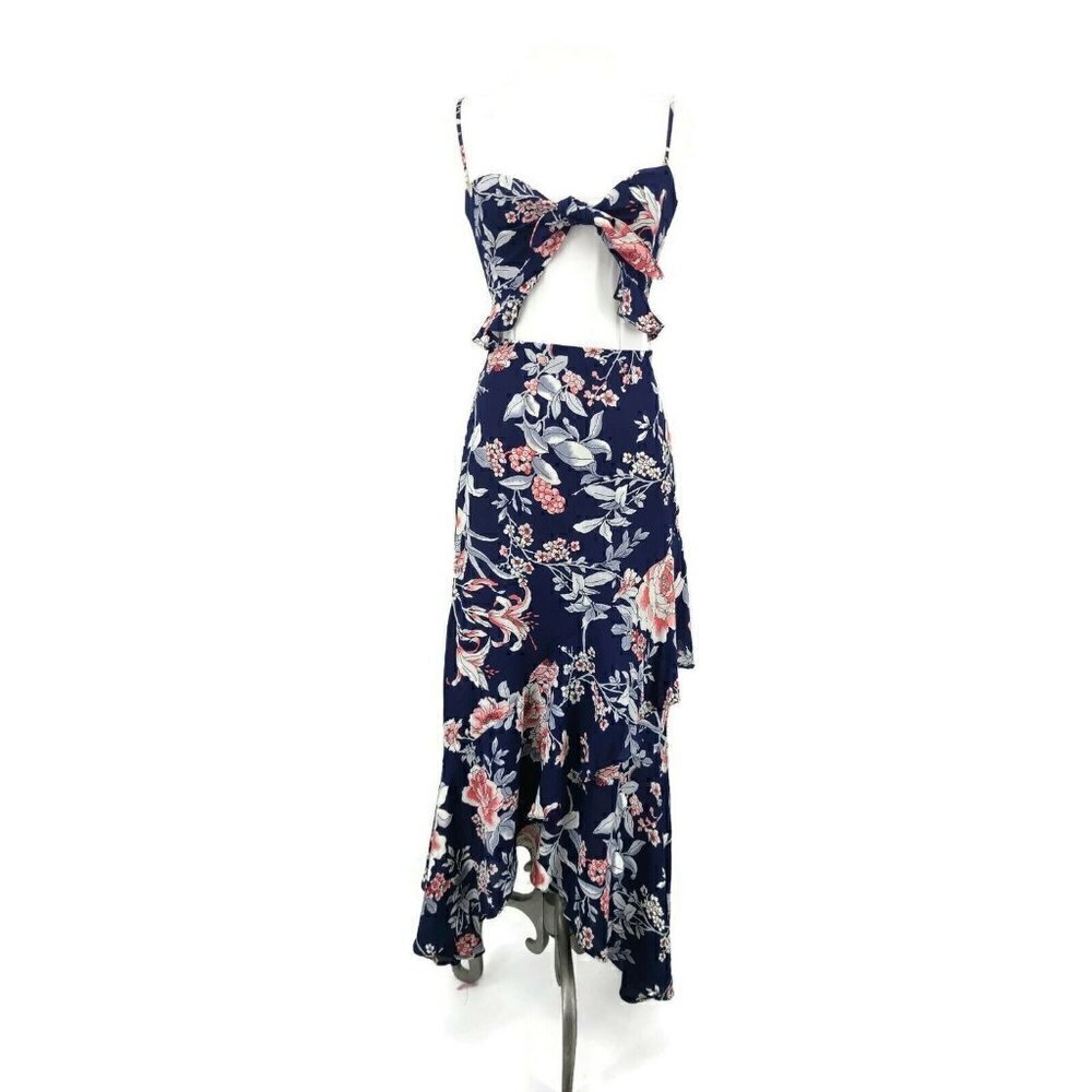 New Flynn Skye Rosey Waters Michelle Maxi Dress Womens XS Blue Floral Roses